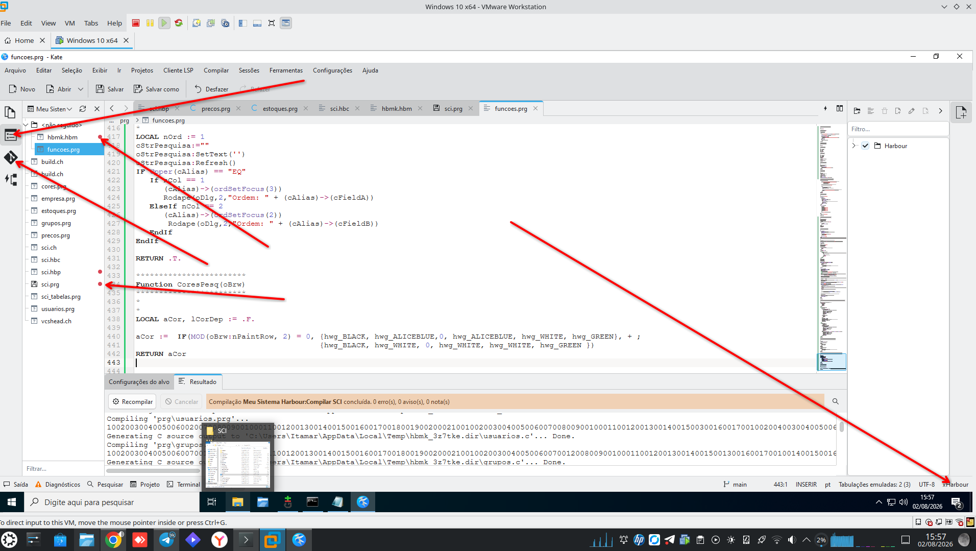 Tela do Kate + GIT + PROJETO