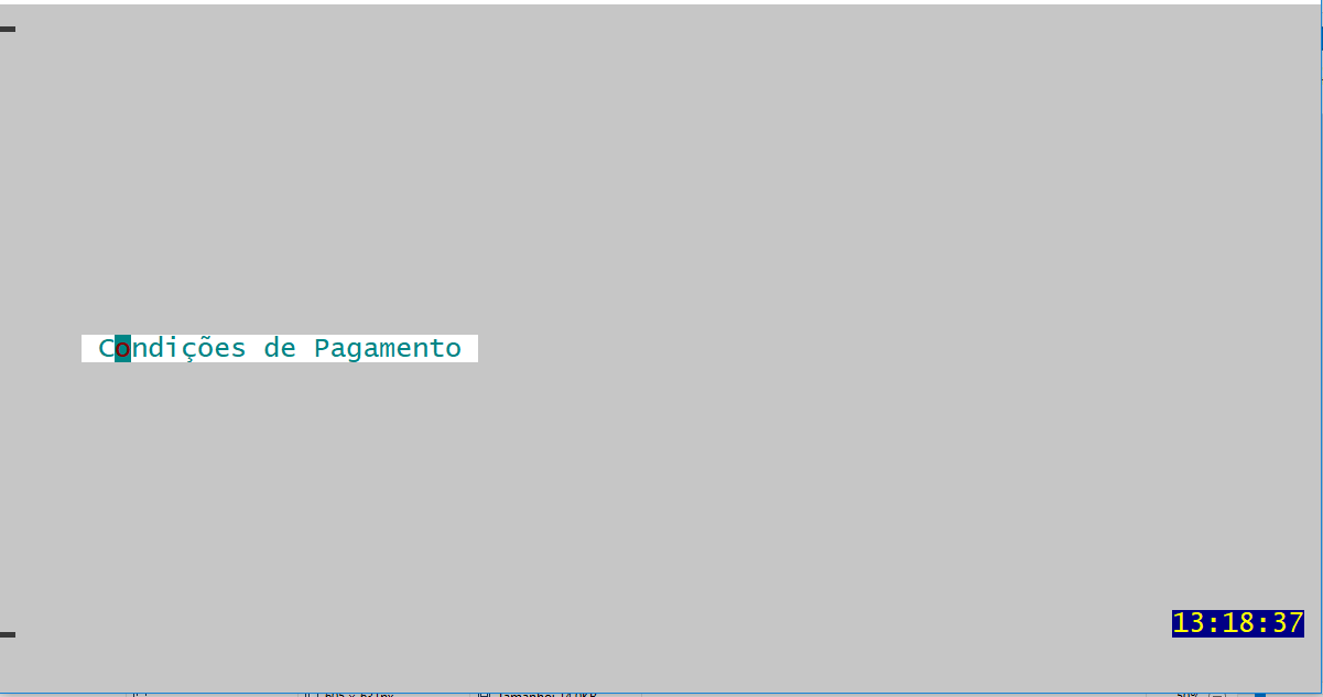 tela principal após retorno. que bagunça. só aparecem as opções do menu se eu navegar para a esquerda/direita. aí volta tudo ao normal, exceto as bordas das opções do menu que são desenhadas pelo wvt_drawboxraised e que não voltam enquanto não for dado um ESC ou seta para a direita/esquerda que vai sendo repintado novamente.